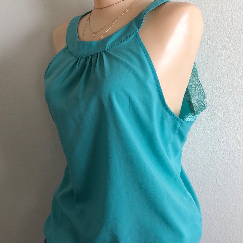 Top with lace design back green small